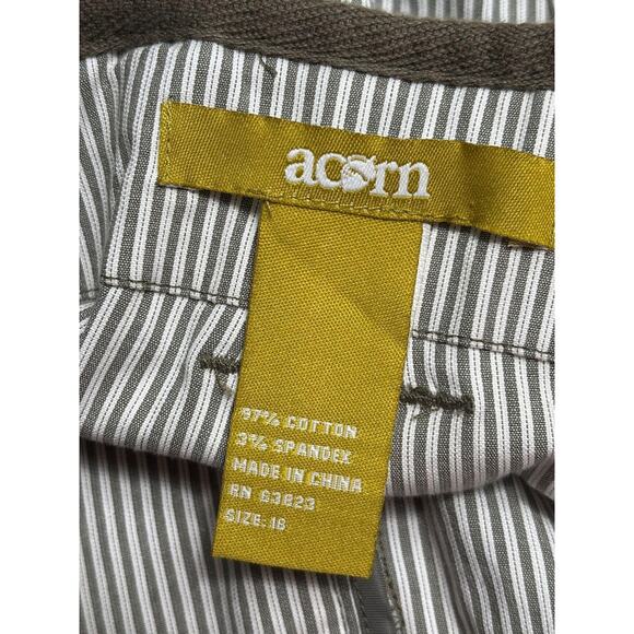 Acorn Pants Womens 16 Gray White Pinstripe Stretch Cotton Straight Leg Casual - Picture 3 of 7
